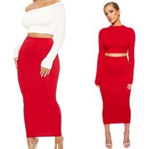 Naked Wardrobe The Classic High Waisted Midi Length Pencil Skirt